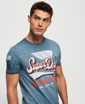 Superdry High Flyers Slub Férfi Pólók Sötétkék | XOHMP5879